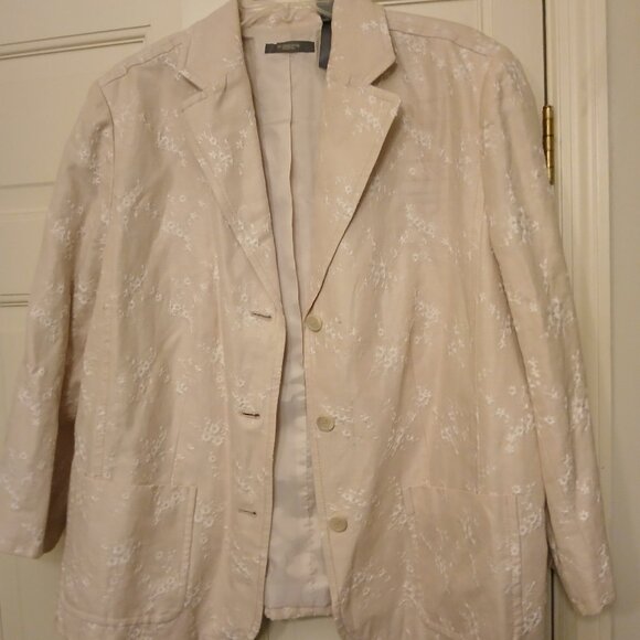 Liz Claiborne Women's Button Front Linen Blend Blazer In Large - Picture 1 of 5